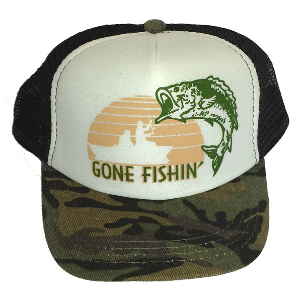 THATSRAD Toddler Kid's Gone Fishin Fishing Mesh Trucker Hat Cap Camouflage Camo