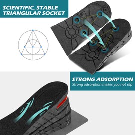 Elevadores de zapatos para hombres y mujeres para aumentar la altura de las plantillas, inserciones de tacón ortopédico, kit de elevación de zapatos, plantillas más altas, altura variable 1.2 – 3.54 pulgadas, Negro, 4-Layer Height(2.75-3.54 Inch)