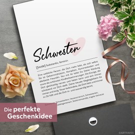 ARTFAVES® Word explanation sister (handwriting) | definition picture as a gift | wooden sign with saying on sister | made of thick wooden board, requires no frame