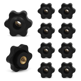 JJWNMLL 10PCS Clamping Screw Knob Star M5-outer diameter 25 thumb Bolts Thread Replacement Star Hand Knob Tightening, Black Grip