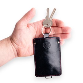 Leather Key Holder with Durable Metal Key Ring – Compact and Stylish Keychain Organizer for Men and Women (blue)