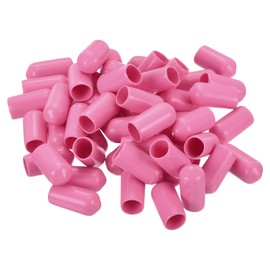 sourcing map 100pcs Rubber End Caps 7mm ID Vinyl PVC Round Tube Bolt Cap Cover Screw Thread Protectors Pink