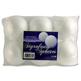 Premier Stationery Icon Craft Styrofoam Sphere. 90mm. Pack of 6