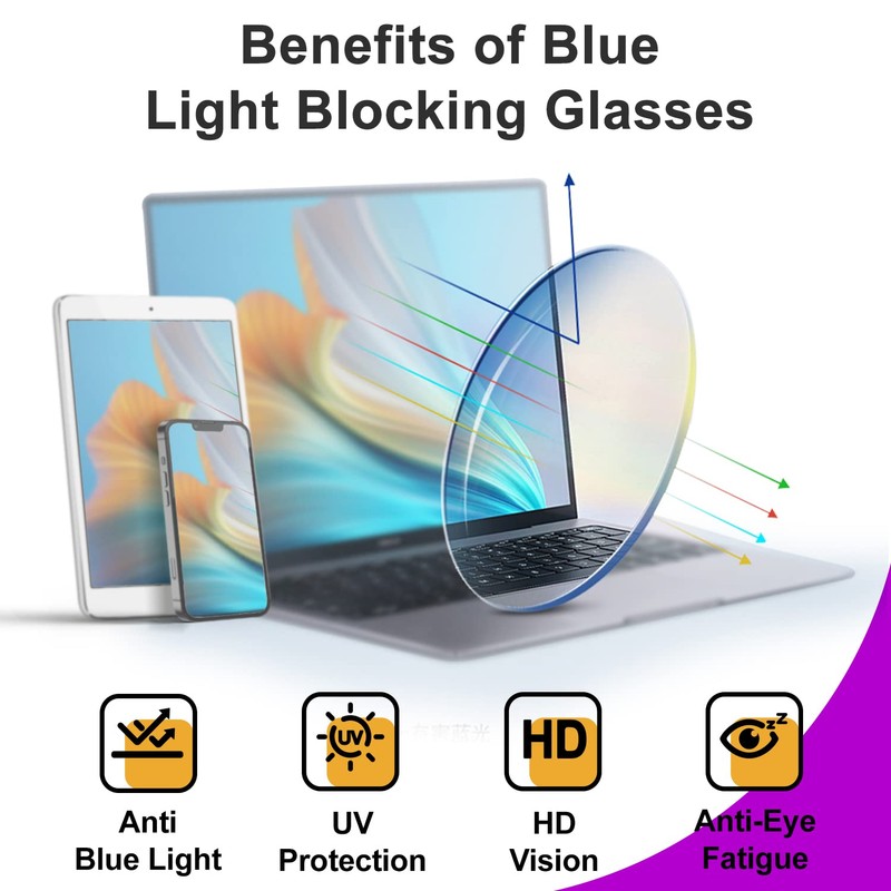 VISOONE Retro Rectangle TR90 Small Face Blue Light Blocking Glasses