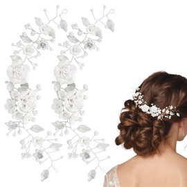Wedding Hair Pieces for Brides,2 Pieces of Bridal Hair Accessories In The Style of Flowers And Vines, Suitable for Weddings, Engagements, Parties And Other Occasions.