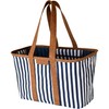 CleverMade Collapsible LUXE Tote - Navy Striped 1 Pack 30L