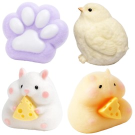 4 PCS Squishy Toys Set, Taba Squishy Kit with Adorable Designs, Stress Relief Sensory Play for Kids and Adults, Perfect for Classroom, Office, and Travel, Birthday and Festival Gifts