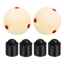 YGCQFH 2PCS Snooker Training Balls with Red Dots – 52.5mm/2.1in Standard Size Practice Cue Balls & 4 Pool Cue Protective Cover – Practice Snooker Cue Ball for Snooker, Billiards Game Room Training