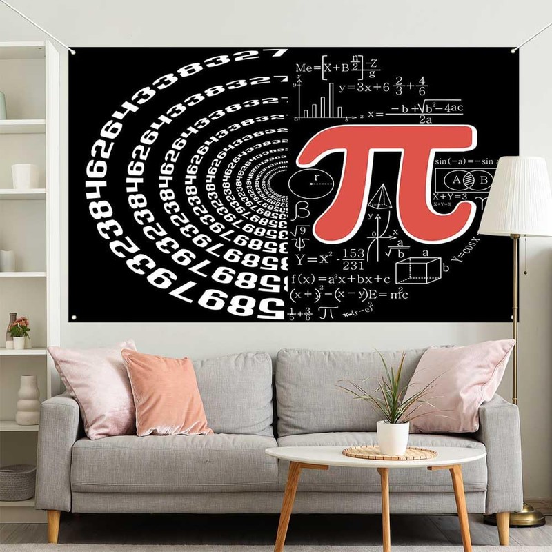 Aperturee Math Pi Day Banner 70.8 x 43.3 Inch, Happy
