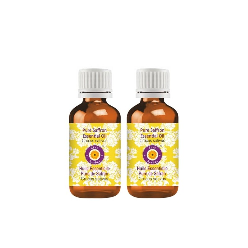 Deve Herbes Pure Saffron Essential Oil (Crocus sativus) Steam Distilled