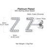 Suplight Women's Men's 925 Silver Letter Stud Earrings Bling Zirconia