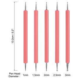 PATIKIL Ball Embossing Stylus, 5 Pcs Embossing Tracing Stylus Metal Scoring Tracing Pen Nail Dotting Tool for DIY Nail Design Transfer Drawing Craft, Pink