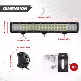 MAYELLO LED Light Bar 20 Inch 126W Spot Flood Combo Light with Wiring Harness 4'' Pods