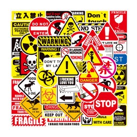 50PCS-Hard Hat Stickers Decals for Toolbox Helmet Hood, Funny Hardhat Stickers for Welder Electrician Firefighter Construction Union Military Lineman, Vinyl Stickers for Men-WarningB