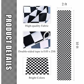 MUNILAIL 10 ft Checkered Floor Runner Race Car Theme Party Decorations Long Black and White Runner Rug for Birthday Racing Car Party Supplies Checkered Table Runner