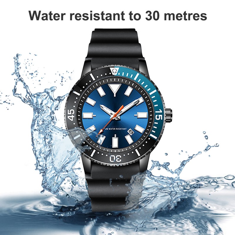 Rotating Bezel Watch Luminescent Automatic Date Analog Display Calendar Waterproof