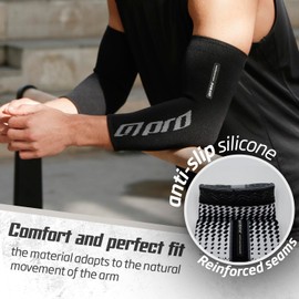 Gorletic Elbow Compression Sleeves (Pair) - Elbow Support - Non-Slip and Elastic for Calisthenics, Fitness, Gym and Epicondylitis - Men/Women, Black, Large