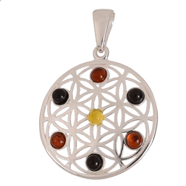 Sterling Silver and Baltic Multicolored Amber Pendant Gale
