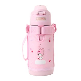 Sanrio 2WAY Stainless Steel Bottle My Melody for Children, Thermos and Cooler, Capacity: 620mL when using a cup, 670mL when using a direct cap, with name space, 096041