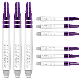 Red Dragon Peter Wright Snakebite Nitrotech Medium White and Purple Stems - 2 Sets per Pack (6 Stems in Total)