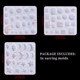 Japleed 3PCS Diamond Shape Resin Jewelry Molds, Jewelry Pendant Earrings Silicone Mold for Epoxy Casting, Silicone Resin Molds, Unique Necklace Keychain Mould for DIY Jewelry Art Craft Home Decor