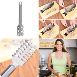 Magik 1-2 Pack Fish Scaler Brush Scraper Remover Stainless Steel Sawtooth Handle (2 Pack)