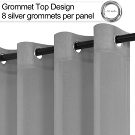 XWZO Grey Sheer Curtains 95 inch Long, Grommet Transparent Window Sheer Curtain for Bedroom Living Room, Light Filtering Airy Voile Drapes Set of 2 Panels with Tiebacks, W52 x L95