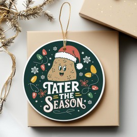 Whimsical Possum Ornament Round Ceramic 3 inches Stay Cozy This Season with Santa Hat and Colorful Holiday Lights