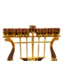 Harp Shaped Chanukah Menorah Enamel Hand Painted Enamel on Pewter