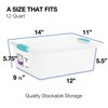 Tribello 6-Pack 12 Qt Stackable Plastic Storage Bins with Lids