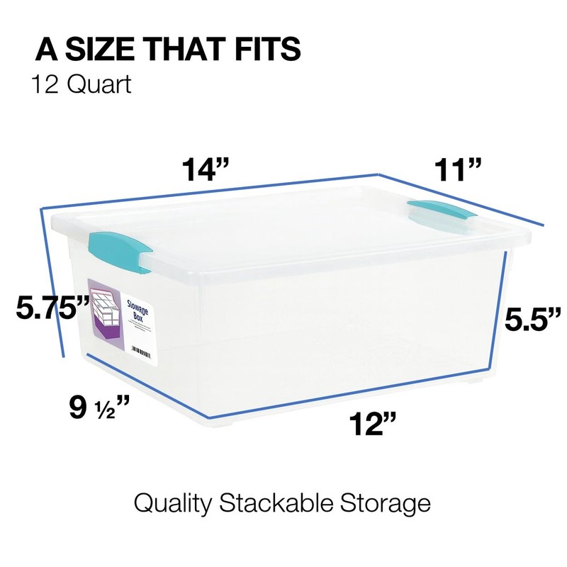 Tribello 6-Pack 12 Qt Stackable Plastic Storage Bins with Lids