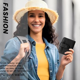 ZEPIQOR Women's Purse, Women's Small Wallet, Women's Small Purse Made of Soft Leather, Small Purse Women, Mini Purse with Large Zip, Coin Compartment, Black