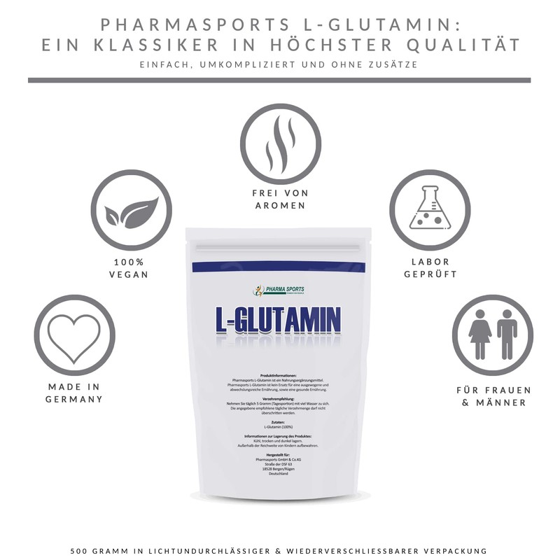 L-Glutamine Microfine Vegan Powder 100% Pure 500 g, High Quality,