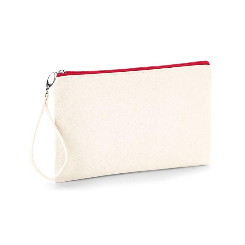 Westford Mill W520 Canvas Wristlet Pouch, Natural / black