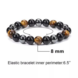 Unbranded Energy Healing Stretch Bracelet Natural Stone Hematite Tiger Eye for Men Women