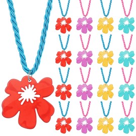 Ecally Hawaiian Luau Party Favors Hibiscus Flower Necklace for Women Tropical Luau Beach Party Decoration Hawaii Summer Bingo Gift Supplies Hawaiian(Multicolor)