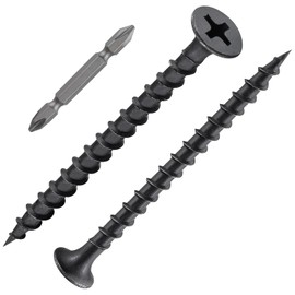 ORTAVA Pack of 200 Drywall Screws 3.9 x 50 mm, Drywall Screws Coarse Thread and Phillips Phosphated with Screwdriver Bit, Plasterboard Screw, Wood Screws (Black)