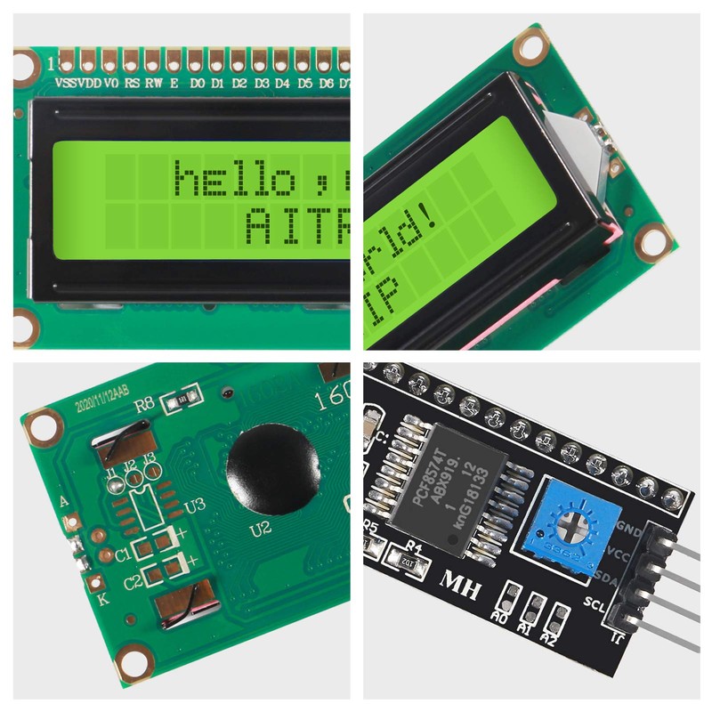 AITRIP 3 Pack IIC/I2C/TWI LCD 1602 16x2 Serial Interface Adapter