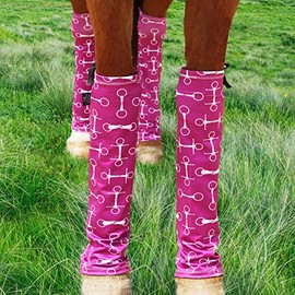 Harrison Howard Loose Fitting Horse Leg Socks Horse Socks Comfortable and Easy to Wear Set of 4-Pink Bits