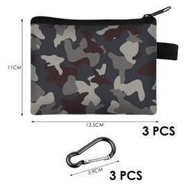 3 Piece Wallet with Camouflage Pattern, 3-Piece Black Lobster Clasp, Men's Wallet, Mini Purse, Women's Purse with Zip, Small Zip Pocket, Outdoor Purse, multicoloured, Modern