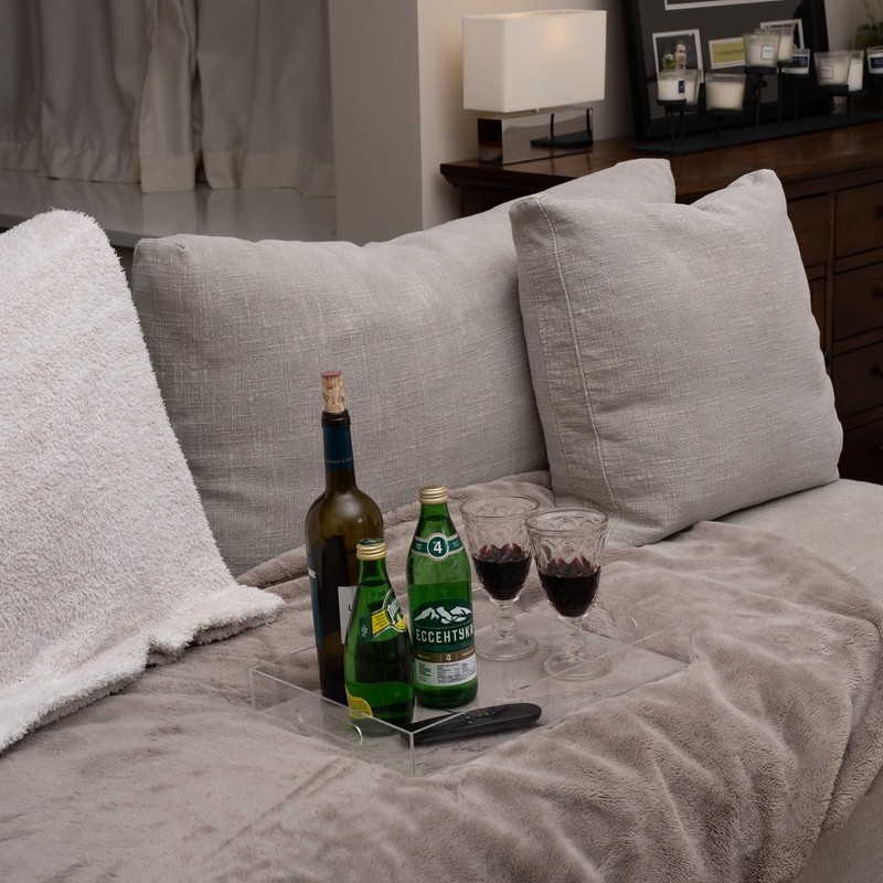 MUKEEN Clear Sturdy Acrylic Serving Tray with Handles 10x15x2H Inches