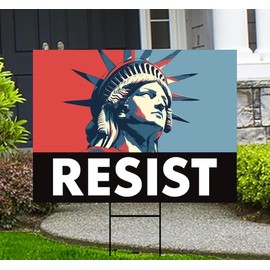 Resistance Yard Sign - Resist Hate Lawn Sign, Anti-Trump Sign, Resist Racism, Resist Fascism Yard Sign with Metal H-Stake, VP14597