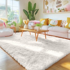 Homaxy High Pile Fluffy Rug Non-Slip Underside Washable Small Rugs for Living Room, Children's Room, Bedroom - 60 x 100 cm, Cream