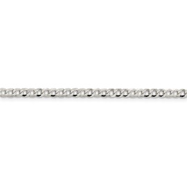Solid 925 Sterling Silver 3.2mm Beveled Cuban Curb Chain Necklace 22" - with Secure Lobster Lock Clasp