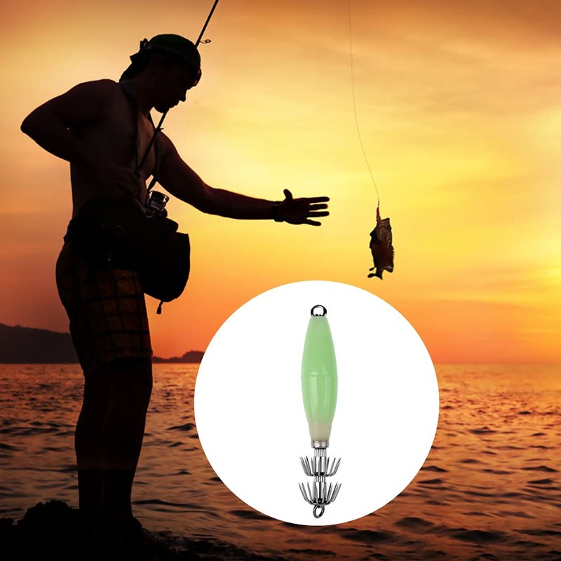 5 Pcs Luminous Squid Jig Hooks Glow Squid Jigs Squid