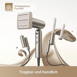 Dreame Pocket Neo Hochgeschwindigkeits-Haartrockner, in 3 Formen klappbar, 300 g leicht, 110.000 U/min Motor, 300 Millionen negative Ionen/cm³, 57 °C konstante Temperatur-Space Grey