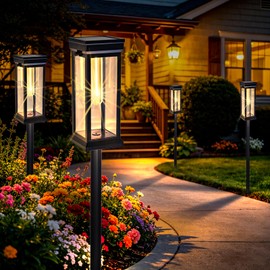 Sublume Solar Pathway Lights Outdoor 8 Pack, 3-in-1(Stake/Wall Mounted/Hang Lantern) Solar Lights Outdoor, IP65 Waterproof Solar Landscape Lights Solar Powered Garden Lighting for Walkway
