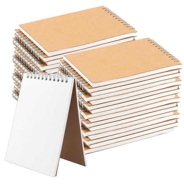 GINLANK 35 PCS A6 Sketchbook, Top Spiral Bound Sketchbook, Kraft