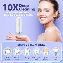 Bezvoi Mini Portable Water Flosser, 5 Modes Oral Irrigator with 6 Tips, IPX7 Waterproof Water Floss with Telescopic Water Tank for Home & Travel