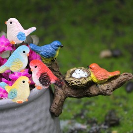 Mini Birds 5 Pack Mini Bird Figurines Decor Miniature Birds for Crafts Tiny Resin Birds Statues Fairy Garden Accessories Little Animals Figures Plant Huggers for Pots Decorations Bird Gifts Brown